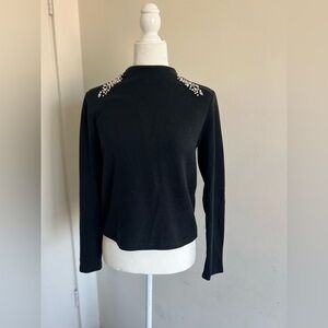 Zara Black black velvet corduroy long sleeve with jewels turtle neck